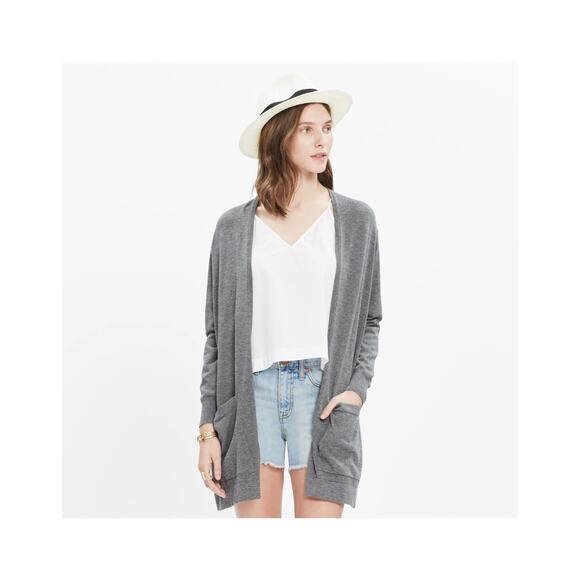Madwell Women's Coffeehouse Cardigan Open Front Pockets Size Large Gray F04610 - Picture 1 of 9